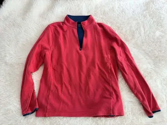 J.Crew Men's Textured Cotton Quarter-Zip Pullover Red Size L - Picture 1 of 2